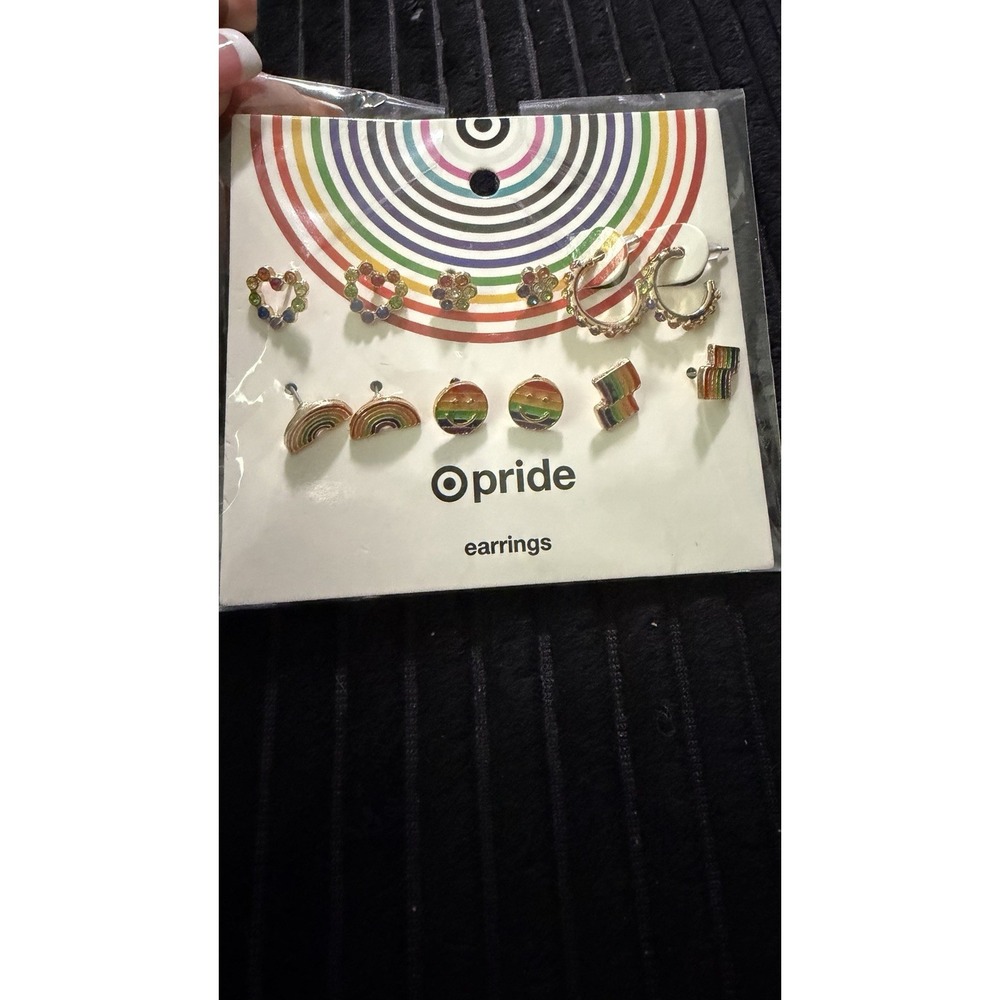 6 Pair Pride Rainbow Earrings Set Multicolor LGBTQ+ Studs Hoops NEw Target Brand